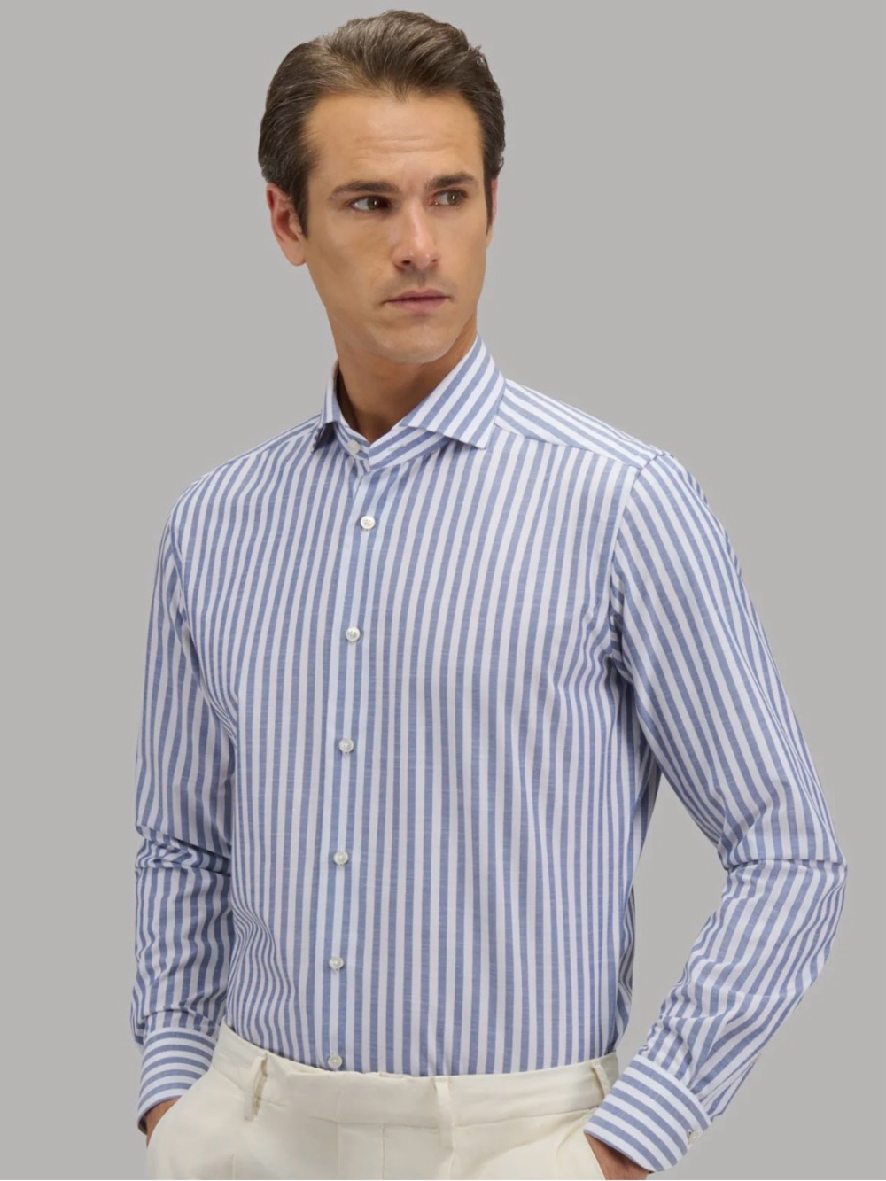 XACUS Blue and White Striped Button Down Size 17/ 43